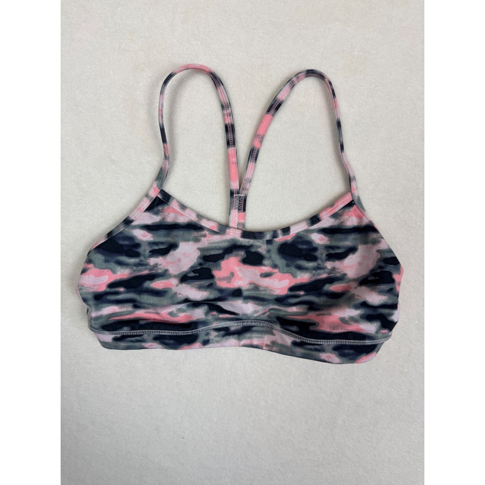 Lululemon Free to Be Wild Bra‎ Strappy Pink Camo Print Size 6-8 Crisscross Back